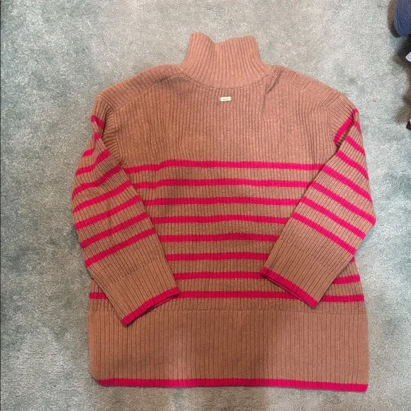 Barbour Brown and Pink Striped Turtleneck Sweater - Picture 6 of 6